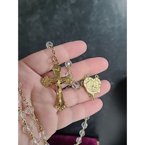 18KT Gold Plated Sterling Crystal Rosary Vintage - Picture 2 of 10